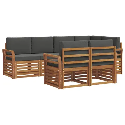 vidaXL Kotna sedežna garnitura z blazino 7 pcs Naravna in antracitna