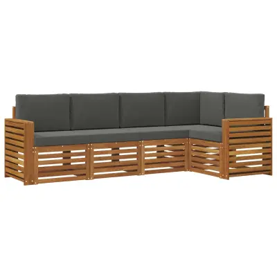 vidaXL Kotna sedežna garnitura z blazino 5 pcs Naravna in antracitna