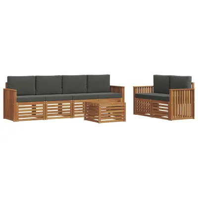 vidaXL Zunanja garnitura za sedenje 7 pcs Naravna in antracitna