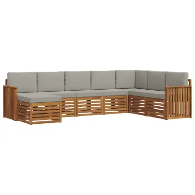 vidaXL Zunanja garnitura za sedenje 8 pcs Naravna in svetlo siva