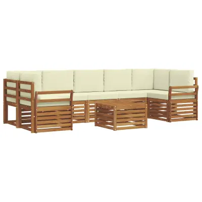 vidaXL Zunanja garnitura za sedenje z blazino 8 pcs Naravna in smetana