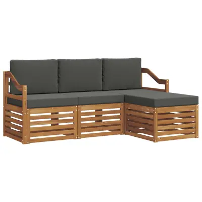 vidaXL Zunanja garnitura za sedenje 4 pcs Naravna in antracitna