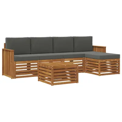 vidaXL Zunanja garnitura za sedenje 6 pcs Naravna in antracitna