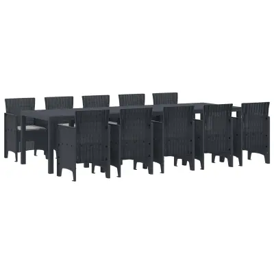 vidaXL Komplet za jedilnico v vrtu 11 pcs Antracitna in svetlo siva