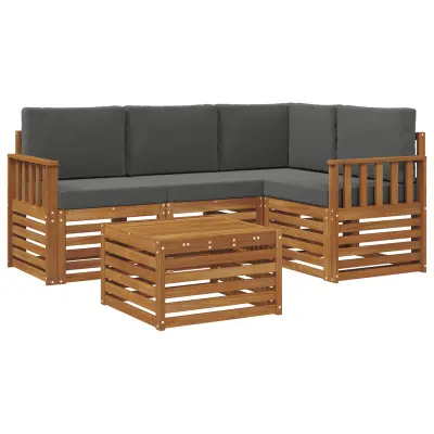 vidaXL Zunanja garnitura za sedenje 5 pcs Naravna in antracitna