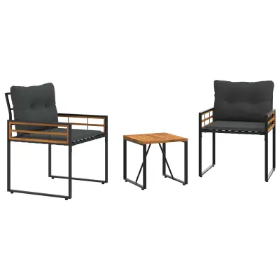 vidaXL Zunanji pohištveni set z blazino 3 pcs Zatemnjeno siva