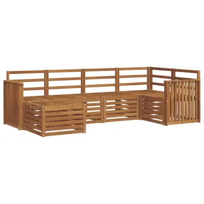 vidaXL Kotna sedežna garnitura 6 pcs Naravna Masiven les akacije