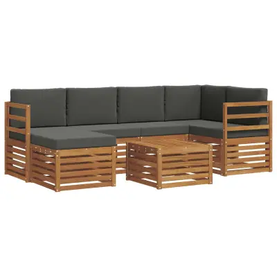 vidaXL Kotna sedežna garnitura z blazino 7 pcs Naravna in antracitna