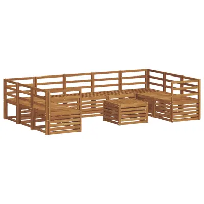 vidaXL Sedežne garniture 10 pcs Naravna Masiven les akacije