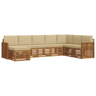 vidaXL Zunanja garnitura za sedenje z blazino 8 pcs Naravna in bež
