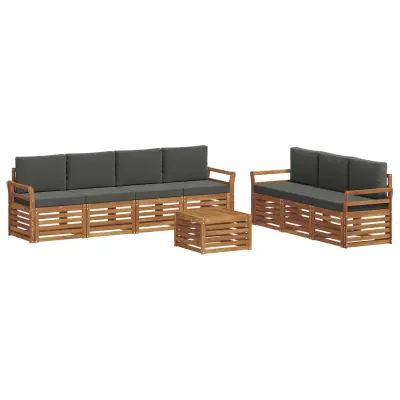 vidaXL Sedežne garniture z blazino 8 pcs Naravna in antracitna