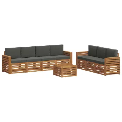 vidaXL Sedežne garniture z blazino 8 pcs Naravna in antracitna