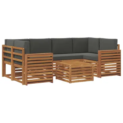 vidaXL Zunanja garnitura za sedenje 7 pcs Naravna in antracitna