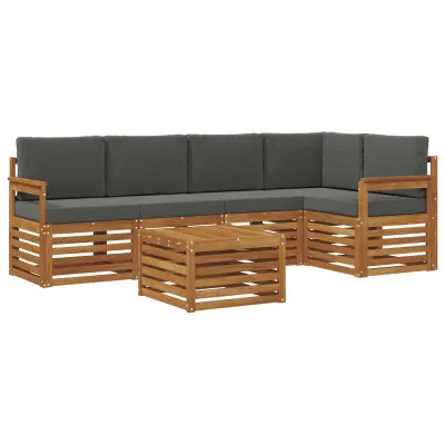 vidaXL Kotna sedežna garnitura z blazino 6 pcs Naravna in antracitna