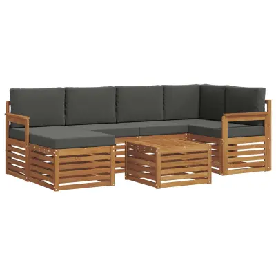 vidaXL Kotna sedežna garnitura z blazino 7 pcs Naravna in antracitna