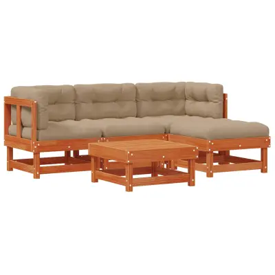 vidaXL Vrtna dnevna garnitura 15 pcs Voščeno rjava Trdna borovina