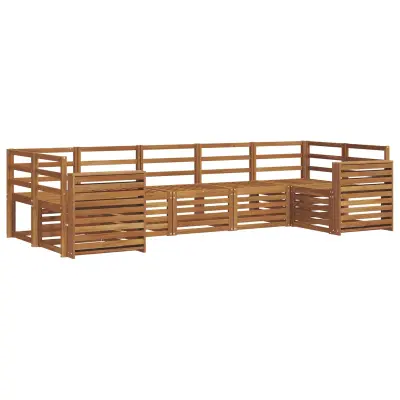 vidaXL Kotna sedežna garnitura 7 pcs Naravna