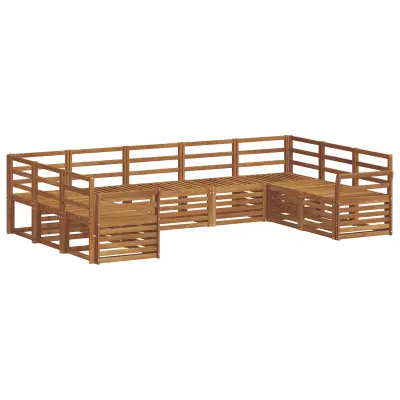 vidaXL Kotna sedežna garnitura 9 pcs Naravna