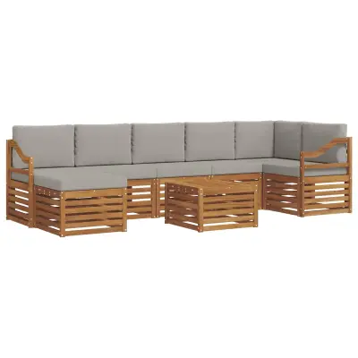 vidaXL Zunanja garnitura za sedenje 8 pcs Naravna in svetlo siva