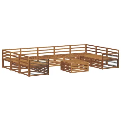 vidaXL Sedežne garniture 10 pcs Naravna Masiven les akacije
