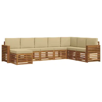 vidaXL Zunanja garnitura za sedenje z blazino 8 pcs Naravna in bež