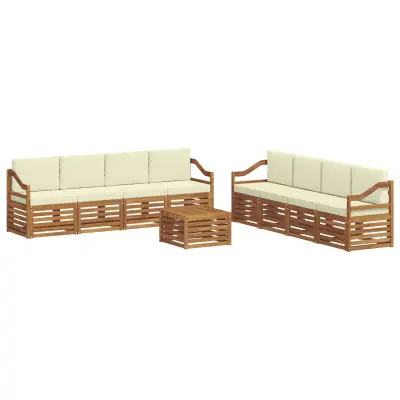 vidaXL Sedežne garniture 9 pcs Naravna in smetana Masiven les akacije