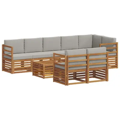 vidaXL Sedežne garniture z blazino 9 pcs Naravna in svetlo siva