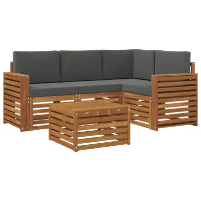 vidaXL Zunanja garnitura za sedenje 5 pcs Naravna in antracitna