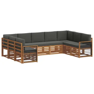vidaXL Kotna sedežna garnitura z blazino 9 pcs Naravna in antracitna