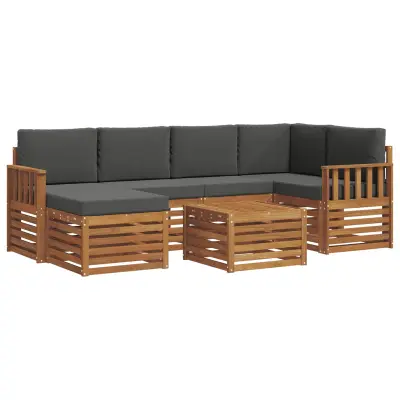 vidaXL Kotna sedežna garnitura z blazino 7 pcs Naravna in antracitna