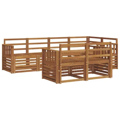 vidaXL Kotna sedežna garnitura 7 pcs Naravna