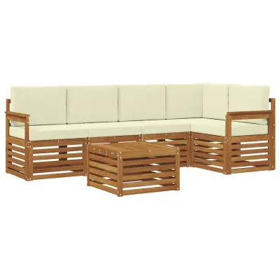 vidaXL Kotna sedežna garnitura z blazino 6 pcs Naravna in smetana