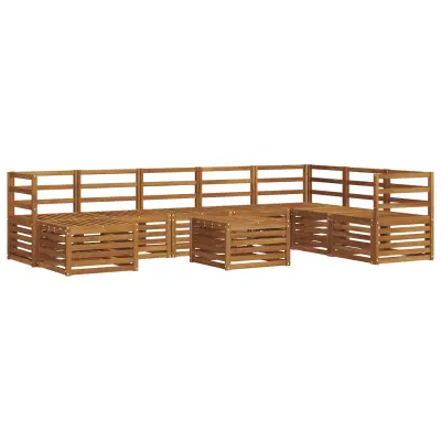 vidaXL Zunanja garnitura za sedenje 9 pcs Naravna Masiven les akacije