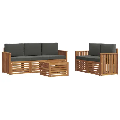 vidaXL Sedežne garniture z blazino 6 pcs Naravna in antracitna