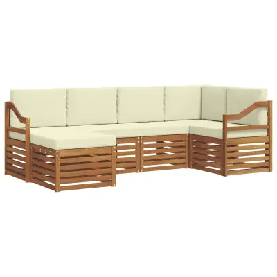vidaXL Kotna sedežna garnitura z blazino 6 pcs Naravna in smetana