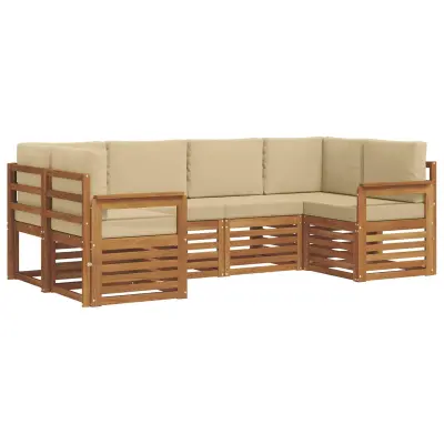 vidaXL Kotna sedežna garnitura z blazino 6 pcs Naravna