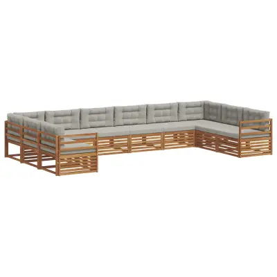 vidaXL Sedežne garniture z blazino 5 pcs Naravna in svetlo siva