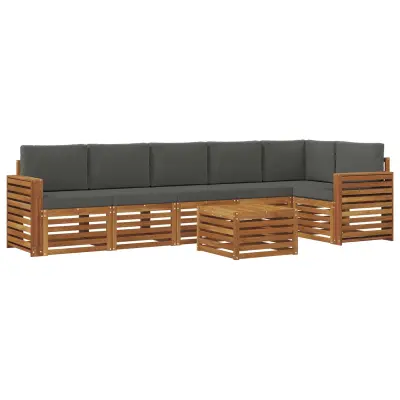 vidaXL Kotna sedežna garnitura z blazino 7 pcs Naravna in antracitna