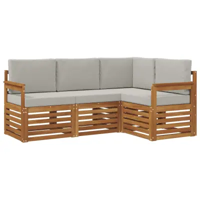 vidaXL Sedežne garniture z blazino 4 pcs Naravna in svetlo siva