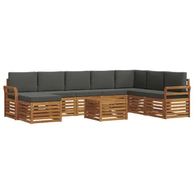 vidaXL Zunanja garnitura za sedenje 9 pcs Naravna in antracitna