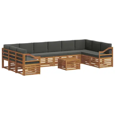 vidaXL Zunanja garnitura za sedenje 11 pcs Naravna in antracitna