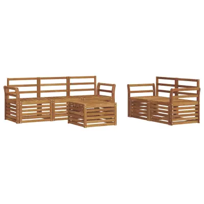 vidaXL Sedežne garniture 6 pcs Naravna Masiven les akacije