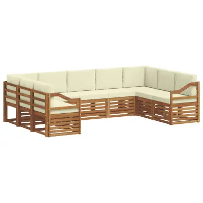 vidaXL Kotna sedežna garnitura z blazino 9 pcs Naravna in smetana