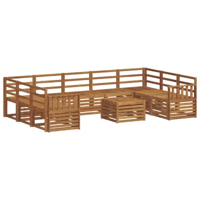 vidaXL Sedežne garniture 10 pcs Naravna Masiven les akacije