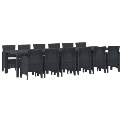 vidaXL Komplet za jedilnico v vrtu 13 pcs Antracit Polt rattan