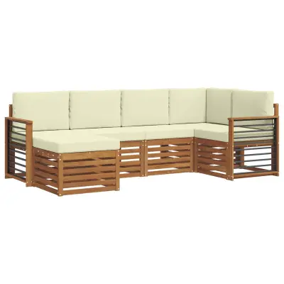 vidaXL Kotna sedežna garnitura z blazino 6 pcs Naravna in smetana