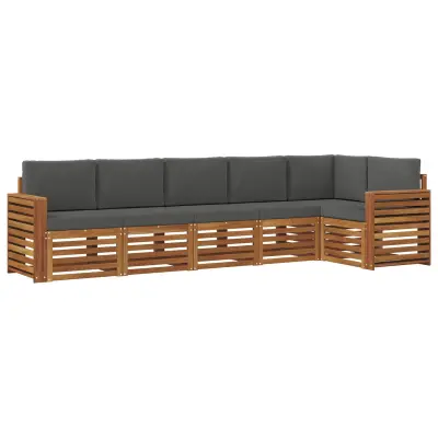 vidaXL Kotna sedežna garnitura z blazino 6 pcs Naravna in antracitna