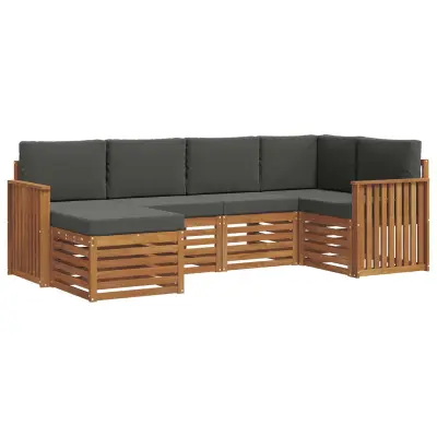 vidaXL Kotna sedežna garnitura z blazino 6 pcs Naravna in antracitna