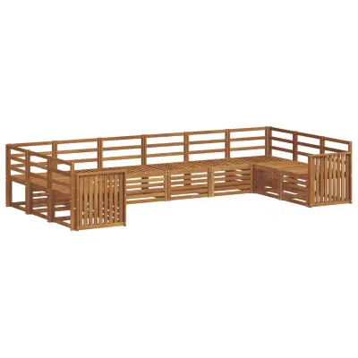 vidaXL Kotna sedežna garnitura 10 pcs Naravna