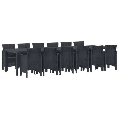 vidaXL Komplet za jedilnico v vrtu 13 pcs Antracit Polt rattan